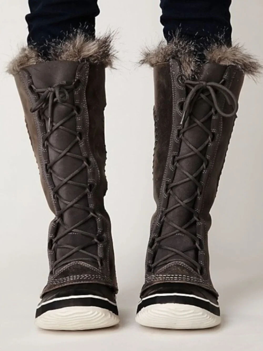 Sorel Cate The Great Tall Waterproof Leather Winter Snow Boots Wmn’s Size 6 Grey